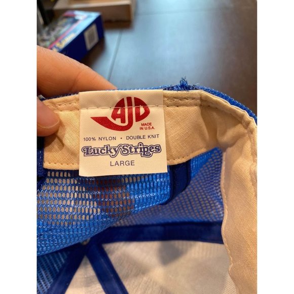 VIntage 80s ATLANTA BRAVES Blue AJD Made USA Baseball mesh snapback hat cap NOS - Picture 6 of 8